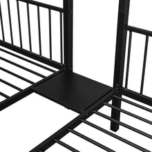 Load image into Gallery viewer, Full Over Twin &amp; Twin Bunk Bed, Metal Triple Bunk Bed with Drawers and Guardrails, Black
