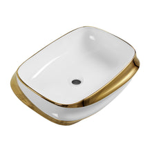 Load image into Gallery viewer, Vessel Sink, Above Counter Vanity Basin For Bathrooms - Gold / White / Milk White
