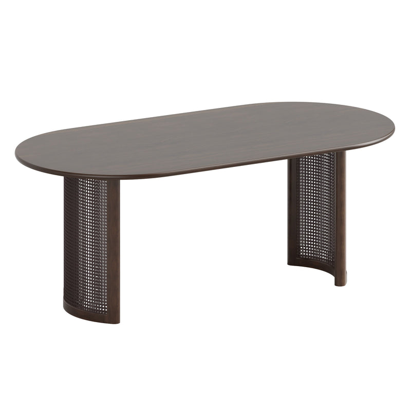 Wood Double Pedestal Base Oval Dining Table - Walnut / Dark Brown