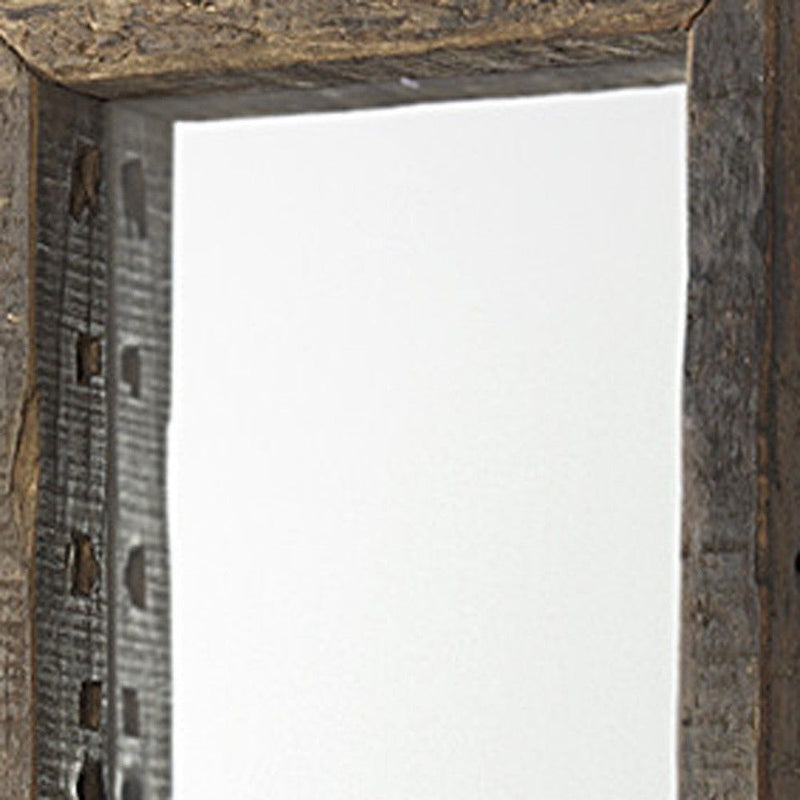 12" Solid Framed Accent Mirror - Brown