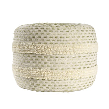 Load image into Gallery viewer, Cotton Blend Round Striped Pouf Ottoman - Ivory And Green
