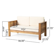 Load image into Gallery viewer, Acacia Wood Loveseat And Coffee Table Set With Cushions
