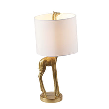 Load image into Gallery viewer, Textured Giraffe Table Lamp With White Drum Shade - Gold
