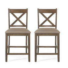 Load image into Gallery viewer, Farmhouse Style Counter Height Chair With Upholstered Seat

