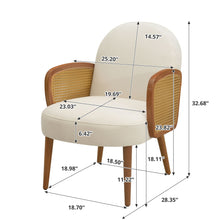 Load image into Gallery viewer, Accent Chair With Rattan Armrests And Wooden Legs Velvet For Living Room
