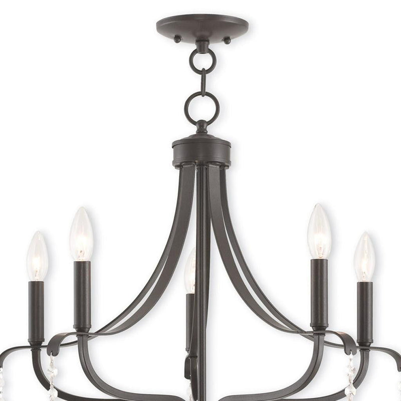 27'' Five Light Dimmable Chandelier With Shades - Bronze