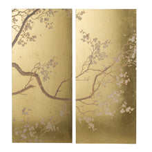 Load image into Gallery viewer, Cherry Blossom Wall Art Panels, Wall Decor For Living Room Dining Room Office Bedroom (Set of 2) - Gold
