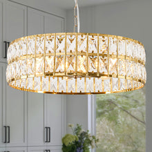 Load image into Gallery viewer, Kitchen Island Six Light Rope Beveled Flush Chandelier With Shades - Black / Gold
