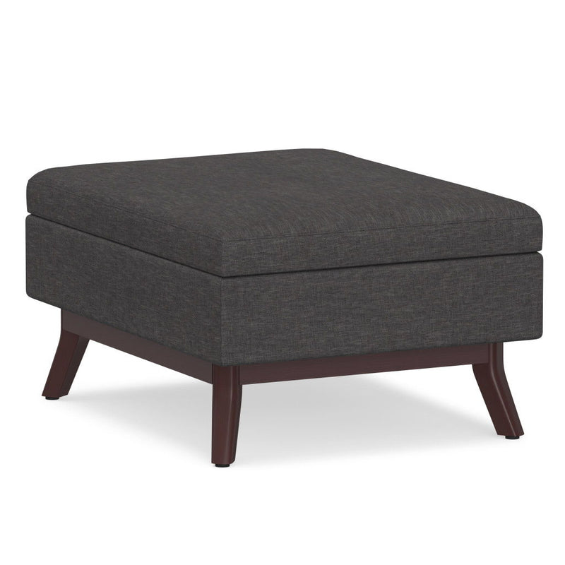 34" Cocktail Ottoman With Storage - Gray / Brown