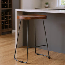 Load image into Gallery viewer, Solid Wood Iron Bar Height Bar Chair - Brown / Black
