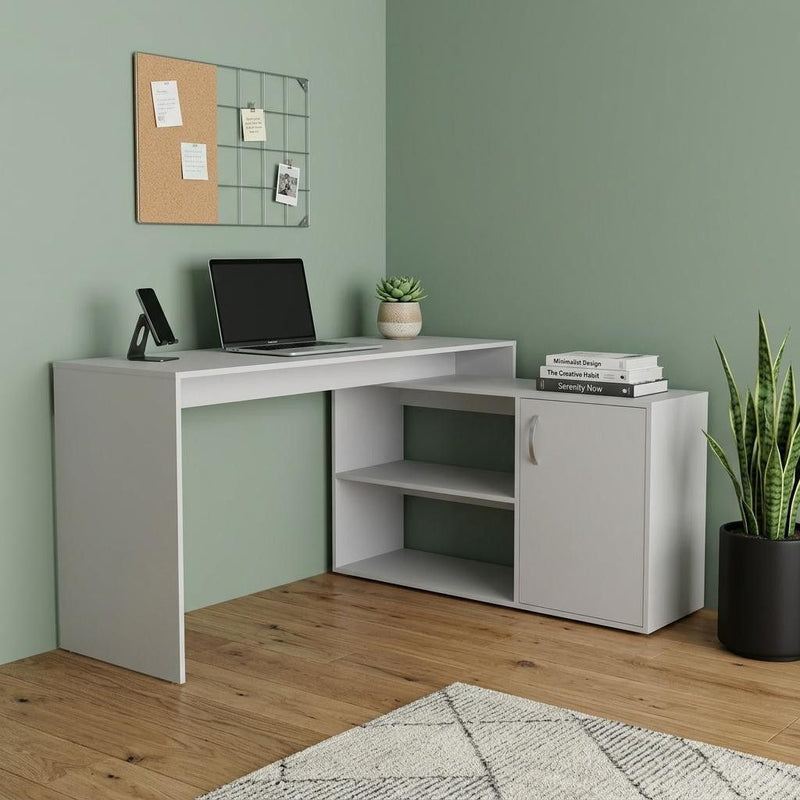 L Shape Writing Desk - White