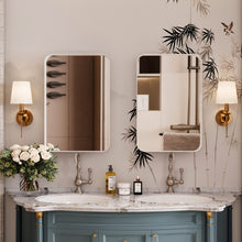 Load image into Gallery viewer, Recessed Metal Framed Medicine Cabinet With Mirror And Adjustable Shelves Wall Mirror With Storage For Bathroom
