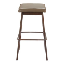 Load image into Gallery viewer, 31" Faux Leather And Steel Backless Bar Height Bar Chairs (Set of 2) - Taupe / Walnut
