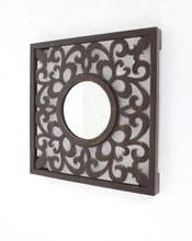 Load image into Gallery viewer, 24" Circle In Square Vintage Style Framed Accent Mirror - Brown

