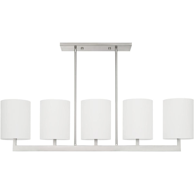 22'' Five-Light Dimmable Chandelier With Shades - Nickel