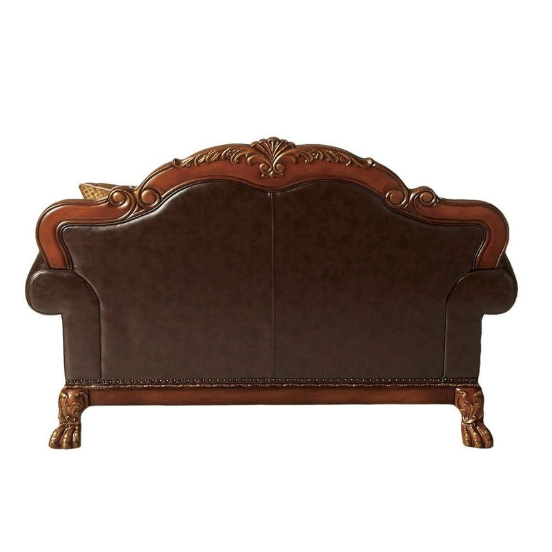 Blossom Pink Faux Leather Floral Tufted Arm Chair - Brown And Cherry