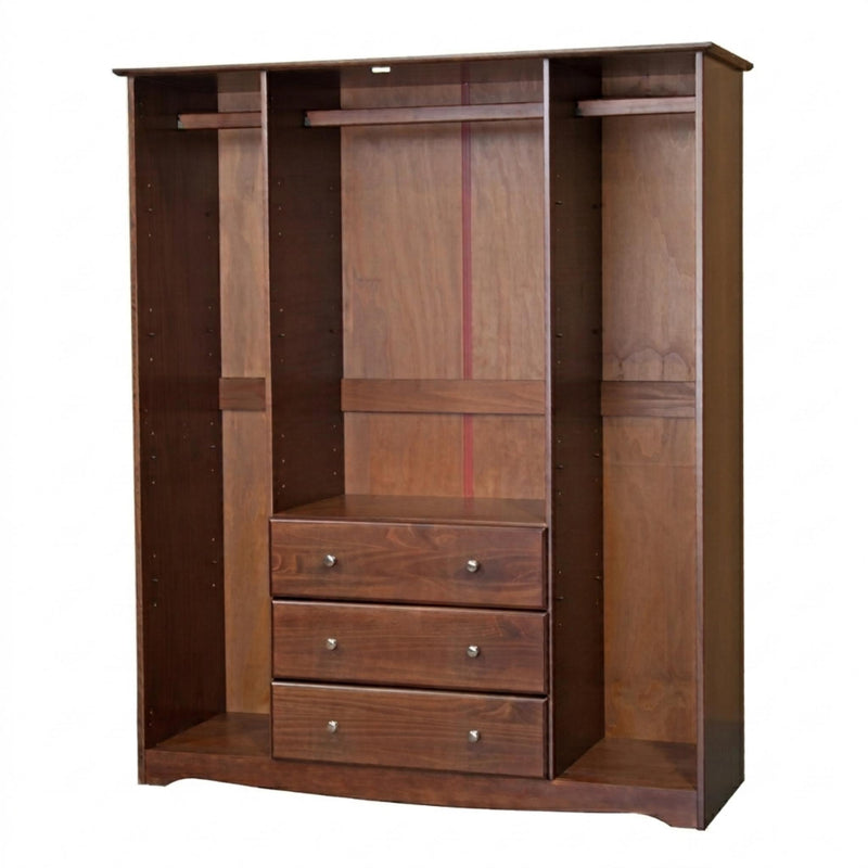 Solid Wood Four Door Three Drawer Combo Dresser - Coffee