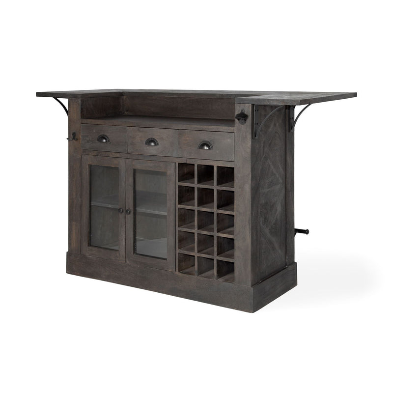 Solid Wood Rolling Kitchen Island With Storage - Gray