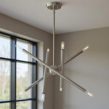 Load image into Gallery viewer, 23" Eight Light Dimmable Chandelier With Shades - Nickel
