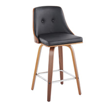 Load image into Gallery viewer, Gianna - Mid-Century Modern Fixed Height Counter Stool With Swivel And Round Footrest (Set of 2) - Black / Walnut
