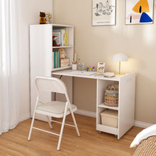 Load image into Gallery viewer, Stretchable Office Desk With Storage Shelves And Mobile Wheels
