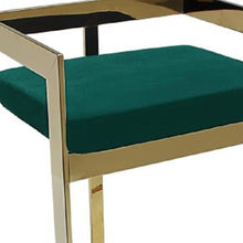 Load image into Gallery viewer, 30" Metal And Velvet Low Back Bar Height Bar Chair - Green / Gold
