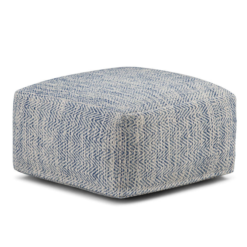 20" Cotton Pouf Ottoman - Blue