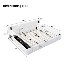 Load image into Gallery viewer, Upholstered Platform Bed Frame With Hidden Storage, Built-In Nightstands &amp; LED Reading Lights
