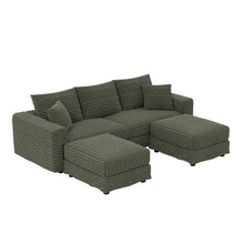 Load image into Gallery viewer, Convertible Deep Seat Sofa With Soft Pillows And Ottomans
