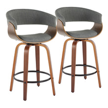 Load image into Gallery viewer, Vintage Mod - Mid Century Modern Fixed Height Counter Stool &amp; Swivel With Round Footrest (Set of 2)
