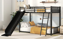 Load image into Gallery viewer, Metal Bunk Bed with Slide, Twin over Twin, Black
