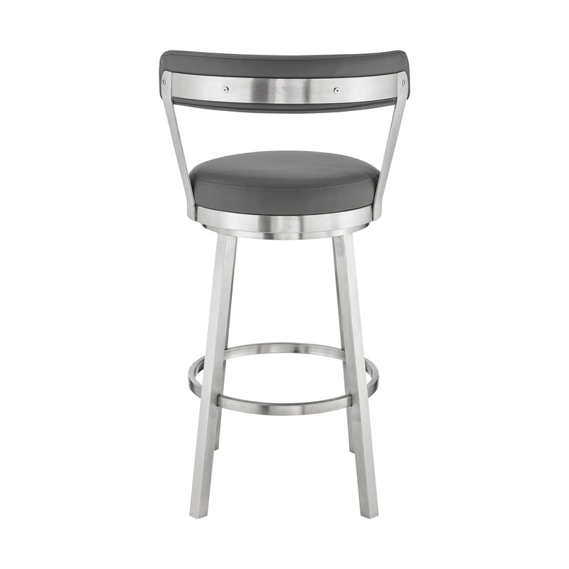 26" Iron Swivel Backless Counter Height Bar Chair - Gray And Silver
