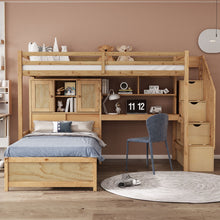 Load image into Gallery viewer, Loft Bed With Built In Desk And Staircase
