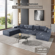 Load image into Gallery viewer, Luxury 8 Piece Modular U Shaped Sectional Sofa With Oversized Chaise Lounge And Bed Corduroy Upholstery

