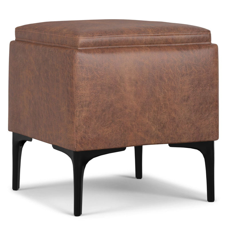 18" Upholstery Storage Ottoman - Black / Brown
