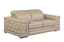 Load image into Gallery viewer, Genuine Leather Love Seat - Beige / Silver
