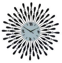 Load image into Gallery viewer, Silent Analog Starburst Wall Clock - Black / White / Silver
