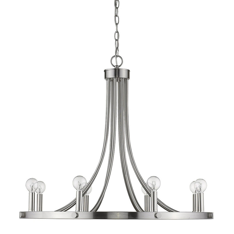 Candle Style Eight Light Metal Dimmable Chandelier - Silver