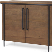 Load image into Gallery viewer, 40" Solid Wood And Metal Accent Cabinet With Two Doors - Black / Brown
