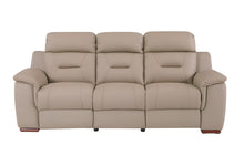 Load image into Gallery viewer, Faux Leather Sofa With Brown Legs - Beige
