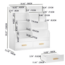 Load image into Gallery viewer, Bookshelf With 2 Storage Drawers, Front Facing Bookcase And Toy Organizer, Multi Tier Reading Shelf - White
