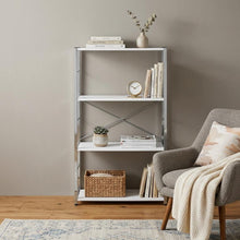 Load image into Gallery viewer, Four Tier Etagere Bookcase - White / Silver
