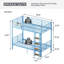 Load image into Gallery viewer, Bunk Bed, Convertible To 2 Separate Twin Size Beds &amp; Full Length Guardrail &amp; Ladder, No Box Spring Needed - Blue
