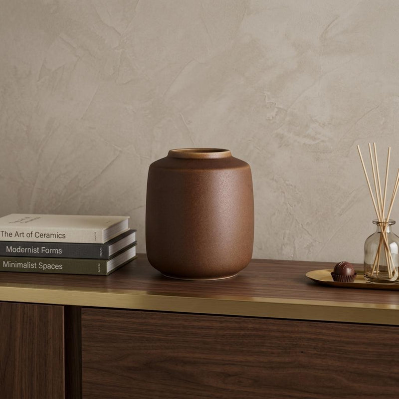 Ceramic Cylinder Table Vase - Brown