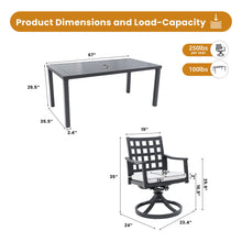 Load image into Gallery viewer, Modern Classic Outdoor Patio Dining Set, Rectangular Table &amp; Dining Chairs, Rust Free, Weather Resistant
