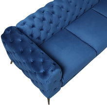 Load image into Gallery viewer, 85.5&quot; Velvet Upholstered Sofa with Sturdy Metal Legs,Modern Sofa Couch with Button Tufted Back, 3 Seater Sofa Couch for Living Room,Apartment,Home Office,Blue
