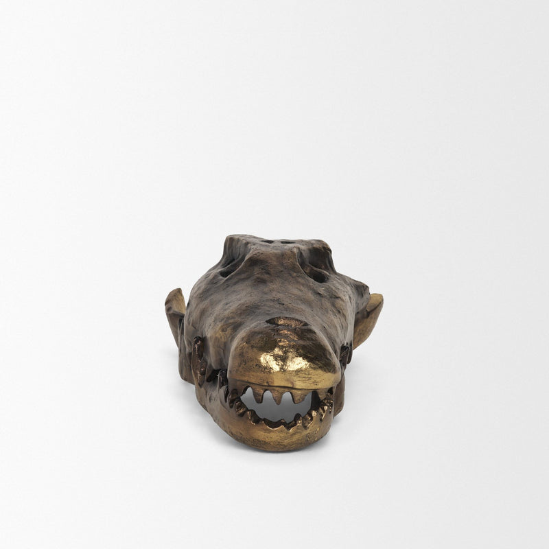 Dinosaur Tabletop Sculpture - Antiqued Brass