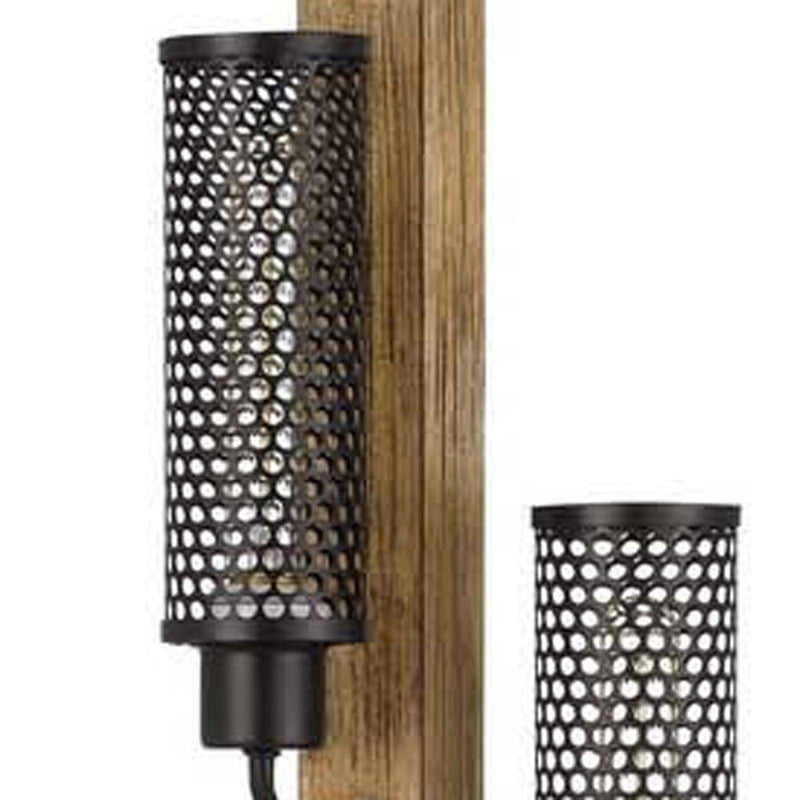 Three Light Traditional Shaped Floor Lamp With Black Novelty Shade - Brown