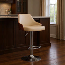 Load image into Gallery viewer, 41" Swivel Adjustable Height Bar Chair - Cream / Silver
