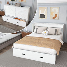 Load image into Gallery viewer, Full Murphy Bed With Storage Drawers, Charging Station, Foldable Panels, And Silent Swivel Wheels
